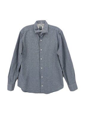 ELEVENTY Blue Textured Long Sleeve Shirt 100% Egyptian Cotton MEDIUM